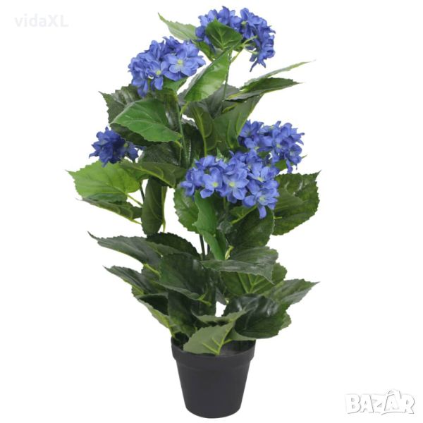 vidaXL Изкуствено растение хортензия със саксия, 60 см, синя(SKU:244439, снимка 1