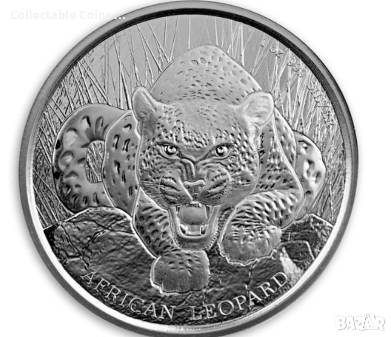 сребърна монета 1 оз 1 oz африкански леопард 2017, снимка 1