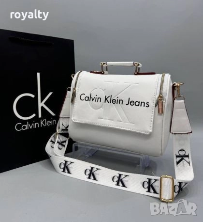 Calvin Klein Jeans Бяла Кожена Дамска Чанта , снимка 1