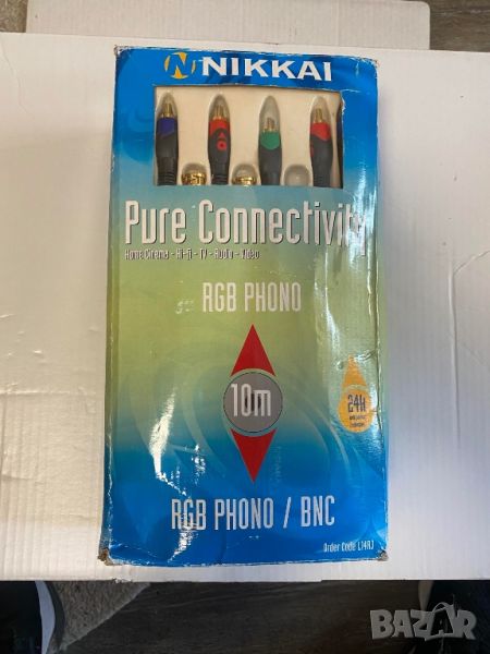 NIKKAI Pure Connectivity 10m RGB Phono to RGB Phono/BNC Cable 24 Gold Plated , снимка 1