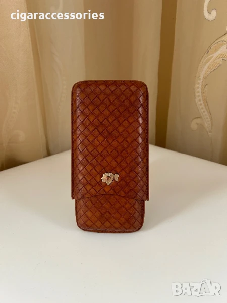 Кожен калъф Cohiba за 3 пури с джоб за резачка – подаръчна кутия, снимка 1