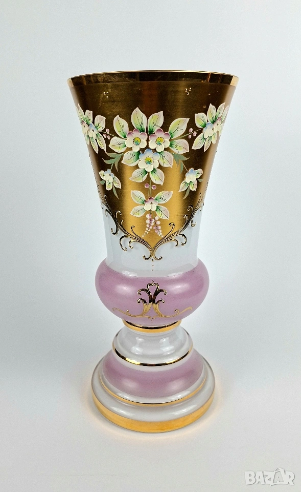 Ръчно рисувана бохемска ваза, снимка 1