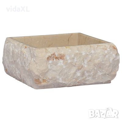 vidaXL Кремава мивка, 30x30x13 см, мрамор（SKU:149174, снимка 1