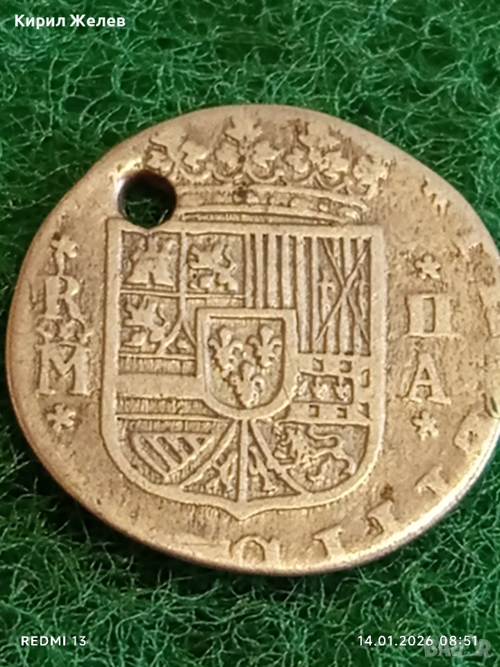 Сребърна монета 2 реала 1721г. Филип пети Испания Мадрид за КОЛЕКЦИЯ 52938, снимка 1