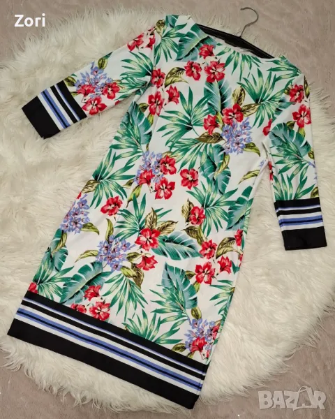 КРАСИВА рокля с флорален принт и 7/8 дължина на ръкава, снимка 1