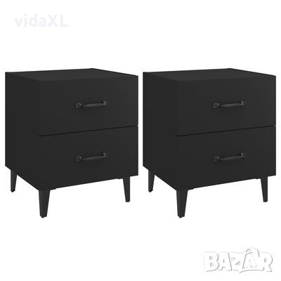 vidaXL Нощни шкафчета, 2 бр, черни, 40x35x47,5 см, инженерно дърво（SKU:811991, снимка 1