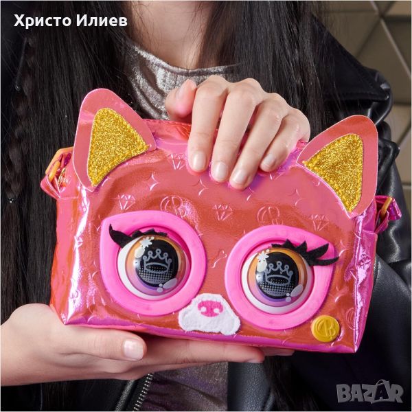 PURSE PETS Интерактивна чанта с метален отблясък Френски булдог Flashy, снимка 1