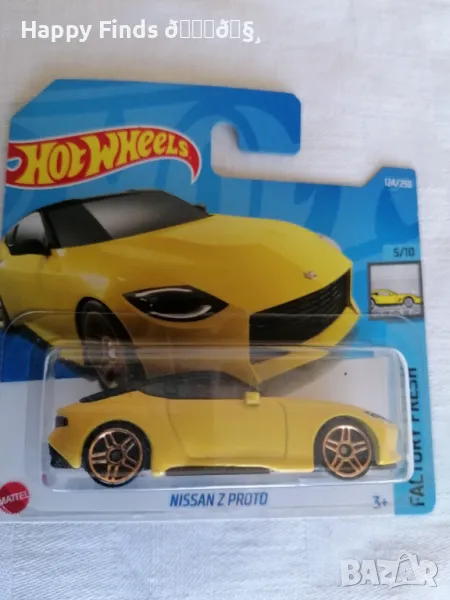 💕🧸 Hot Wheels Nissan Z Proto FACTORY FRESH жълт и бял, снимка 1