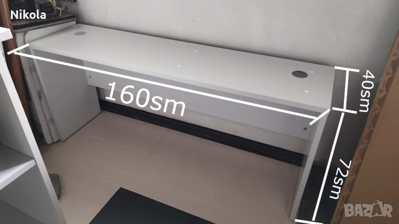 Бюро - офис маса 160/40/72см светло сиво, снимка 1