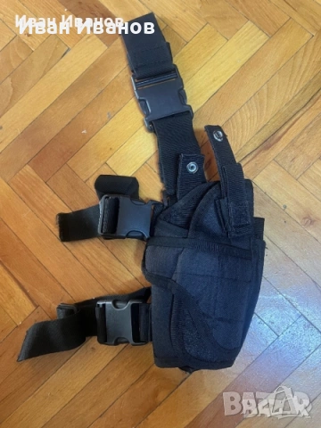 Тактически универсален регулируем кобур с джоб за резервен пълнител, за подбедрица
