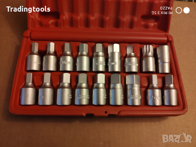 TRIDENT TOOLS 18бр 3/8 DRAIN PLUG KEY SET вложки камъни комплект, снимка 4 - Гедорета - 52852160