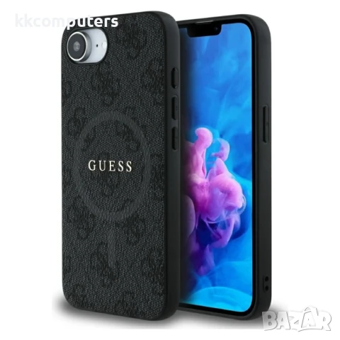 Оригинален кейс Guess HC MagSafe PU 4G Ring Classic Logo, За iPhone 16e, Черен, снимка 8 - Калъфи, кейсове - 50448491
