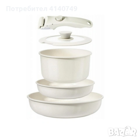 Комплект съдове Goldmann GM-1005 – 5 части с подвижна дръжка, мраморно покритие и индукция