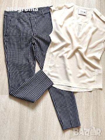 Елегантен панталон в ситно каре Zara & страхотен копринен топ Dante 6 , снимка 10 - Панталони - 45046559