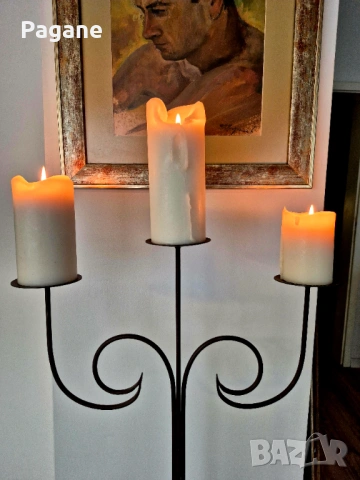  Метален свещник с винтидж дизайн – 53 см, снимка 6 - Декорация за дома - 53294194