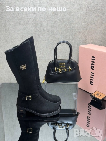 Miu Miu Дамски Черни Ботуши Миу Миу Код SK271, снимка 3 - Дамски ботуши - 52596941