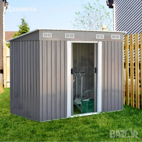 Метална градинска къща за инструменти с вентилация и заключване, снимка 8 - Други стоки за дома - 53108602