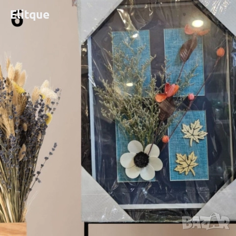 Декорация за стена, крафт картина с хербарии, различни видове 43.5cm*31.5cm, снимка 9 - Картини - 52895785