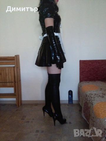 Лачена рокля камериерка прислужница M/L, снимка 3 - Рокли - 54246715