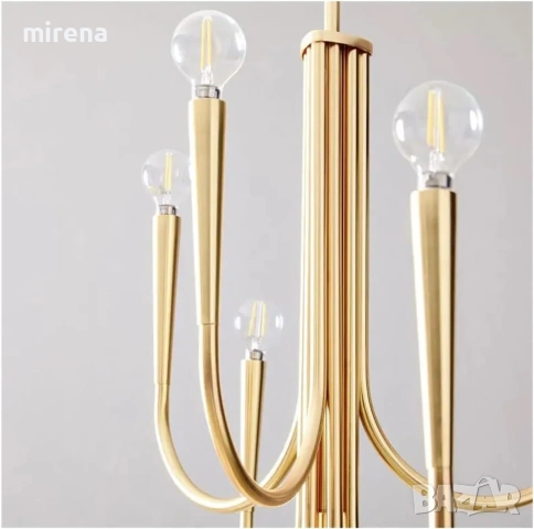 Златен полилей трапезария 6 тела Модерен Ретро рустикален н232, снимка 2 - Лампи за таван - 53813648