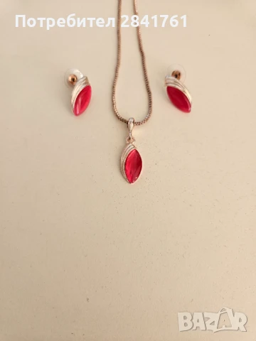Комплект колие и обеци, снимка 3 - Бижутерийни комплекти - 50867455