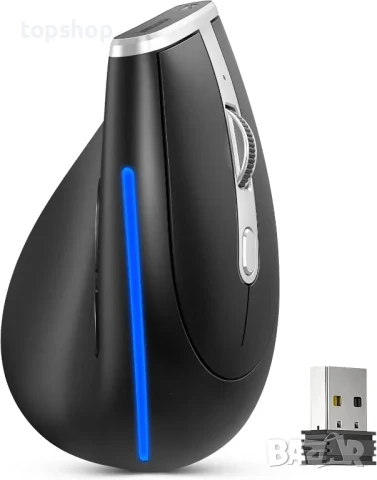 НОВА Безжична вертикална ергономична мишка ECHTPower, безжична 2.4G, 6 бутона, дясна ръка, тиха...