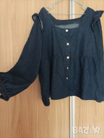 Макси дънкова блуза , снимка 2 - Блузи с дълъг ръкав и пуловери - 53955582