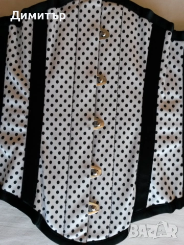 Корсет в бяло с черни точки, снимка 5 - Корсети, бюстиета, топове - 54247411