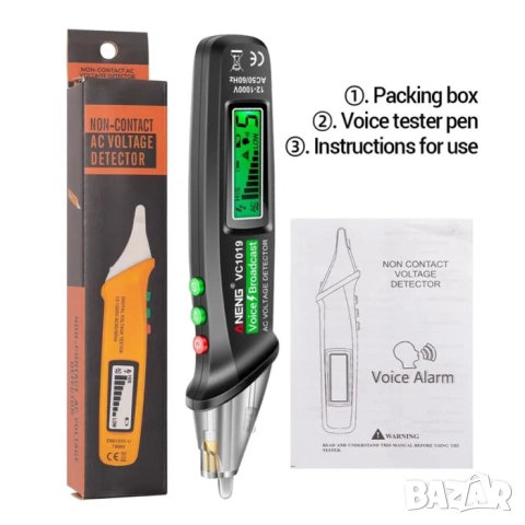 Детектор за напрежение | Откриване на кабели | Безконтактен фазомер, снимка 4 - Други инструменти - 39870831