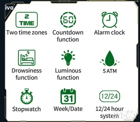 спортен водоустойчив часовник от дигитален с подсветка, снимка 2 - Мъжки - 54068571