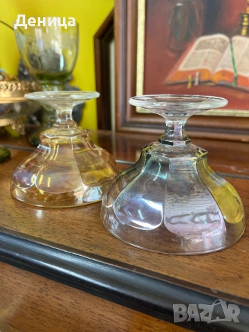 Чаши за двама♥️ Италианско художествено стъкло от Empoli.   Произведени са в района на Емполи, Итали, снимка 10 - Чаши - 54117628