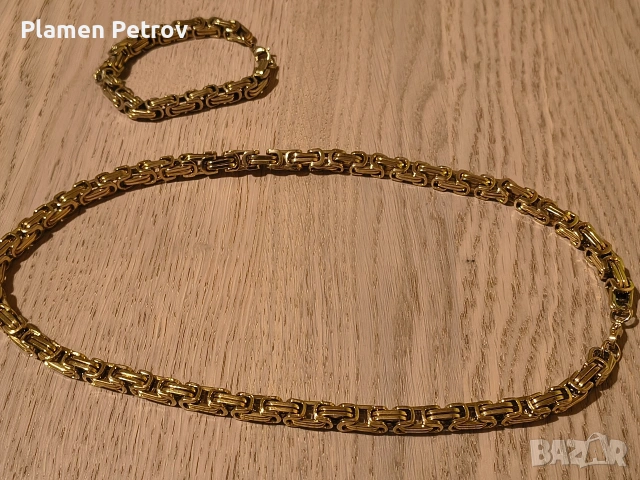 Ланец и гривна кралска плетка , снимка 7 - Бижутерийни комплекти - 53950257