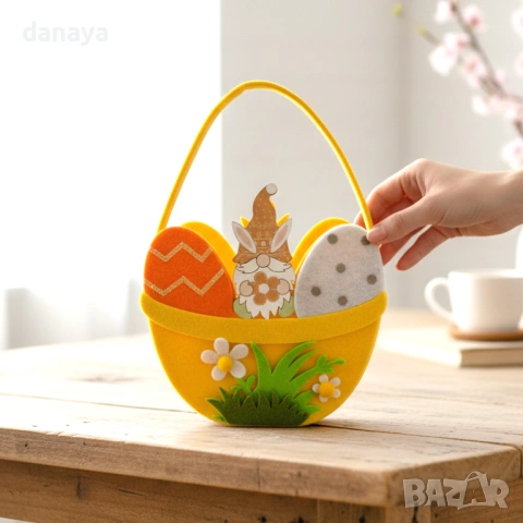 6408 Великденска кошничка за яйца с дръжка Гномче