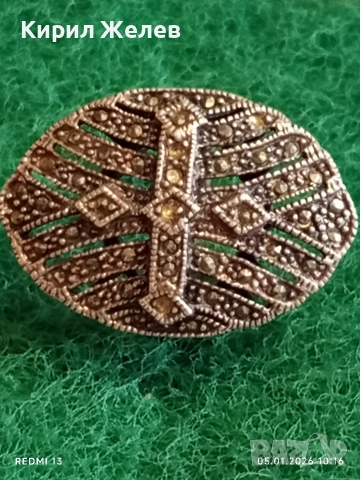 Винтидж сребърен пръстен с инкрустирани Маркезити стил вдъхновен от Викторианската епоха  48569, снимка 10 - Пръстени - 52983071