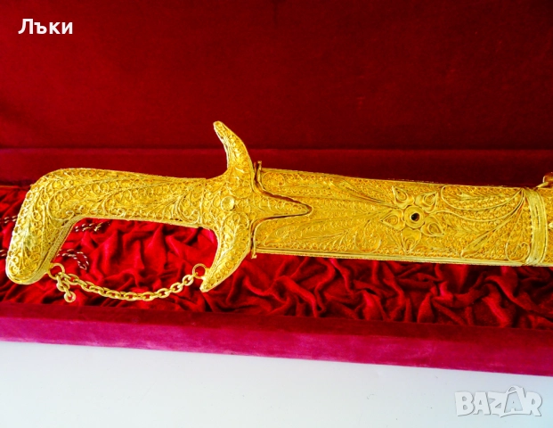 Арабска сабя с ножница,позлата,филигран,2.2 кг.,1 м. , снимка 6 - Антикварни и старинни предмети - 51597502