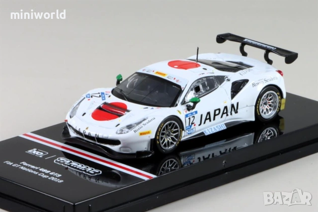 Ferrari 488 GT3 n.12 Fia GT Nations Cup 2018 - мащаб 1:64 на TarMac моделът е нов в PVC дисплей-кейс