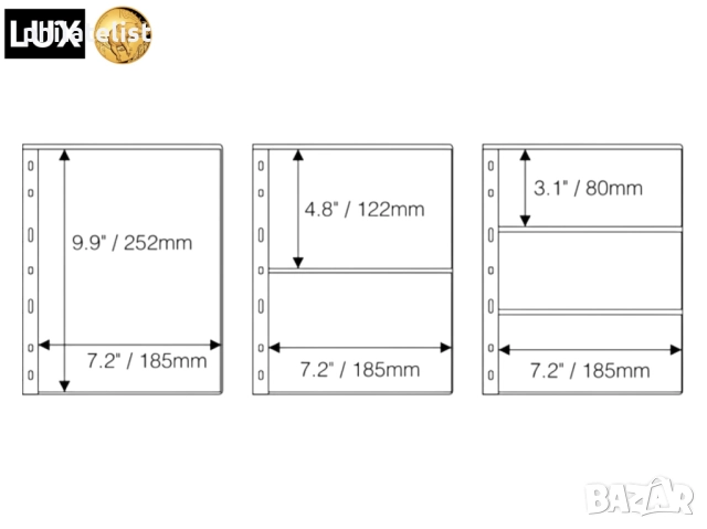 прозрачни резервни листи LUX за три банкноти 3C – 185x80 мм , опаковка от 10 броя - OPTIMA стандарт, снимка 6 - Нумизматика и бонистика - 52091193