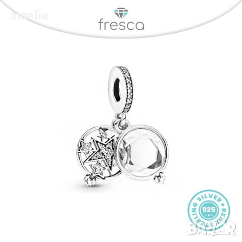 Талисман Fresca по модел тип Pandora Пандора сребро 925 Star Dangle. Колекция Amélie, снимка 1 - Гривни - 39936959