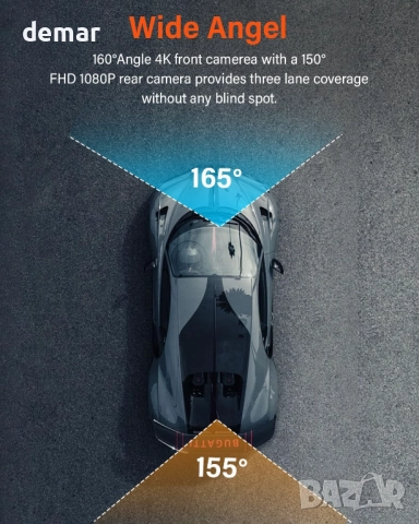 4K видеорегистратор за автомобили отпред и отзад, WiFi, GPS, 64GB SD, снимка 7 - Аксесоари и консумативи - 52533748