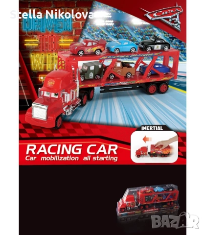 Детски автовоз Маккуин с 6 колички, снимка 2 - Коли, камиони, мотори, писти - 52073265