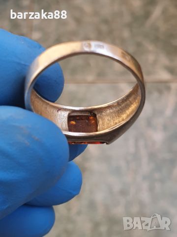 Сребърен пръстен с Кехлибар, снимка 8 - Пръстени - 45729481