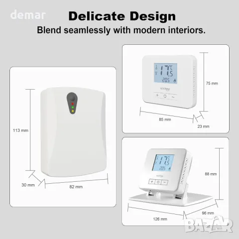 Безжичен термостат Ecobay с приемник,за котли,електрическо и водно подово отопление, непрограмируем, снимка 6 - Други стоки за дома - 49674668