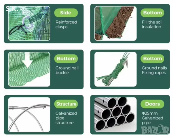 тунелна оранжерия 10х3х2, снимка 6 - Оранжерии - 49521209