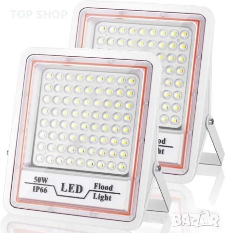 LeKaufen 50W LED прожектор 2 броя, Мрежово захранване, 5000 LM, IP66, 6000K, снимка 7 - Прожектори - 49971293