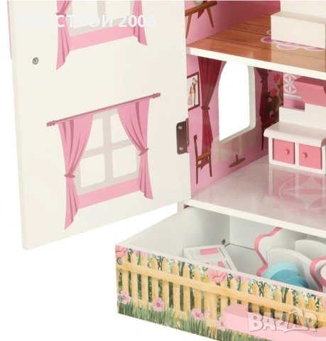 Дървена къща за кукли 80 см | Lulilo Papilio с мебели | PraktiHome, снимка 9 - Играчки за стая - 54240048