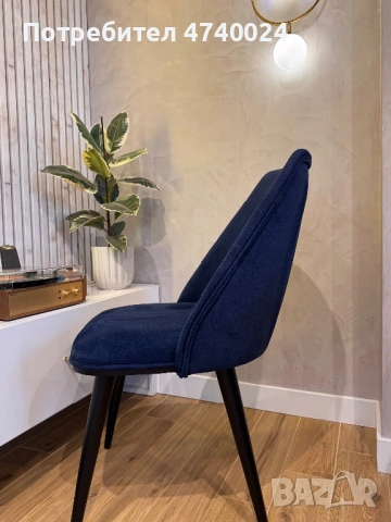 Поръчкови столове синьо кадифе - 6 бр., снимка 2 - Столове - 53500681