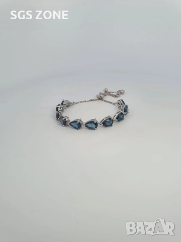 Сребърна гривна 925 с лондонски топаз, снимка 3 - Гривни - 52368303