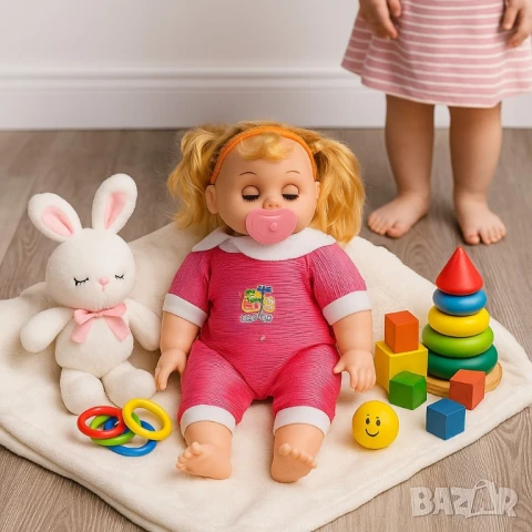 Кукла бебе с биберон – 25 см звук и забавление, снимка 5 - Кукли - 51067436