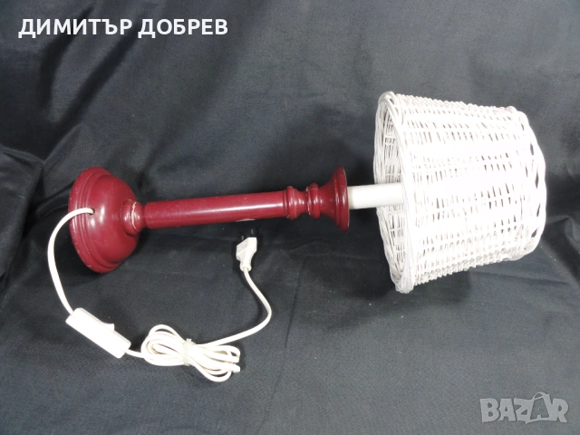 СТАРА РЕТРО НАСТОЛНА НОЩНА ЛАМПА С ПЛЕТЕН АБАЖУР, снимка 5 - Декорация за дома - 53607598