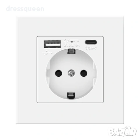 4620 Универсален Бял Контакт с 2 USB Порта за Едновременно Зареждане